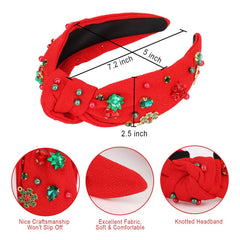 Diadema CAVETEE navidad roja con borde brillante para look elegante.