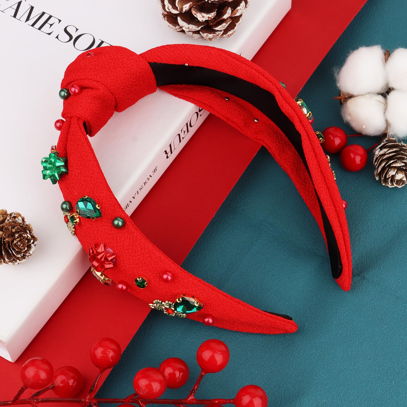 Diadema CAVETEE navidad roja cómoda durante horas.