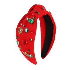 Diadema CAVETEE navidad roja con nudo amplio para estilos festivos.