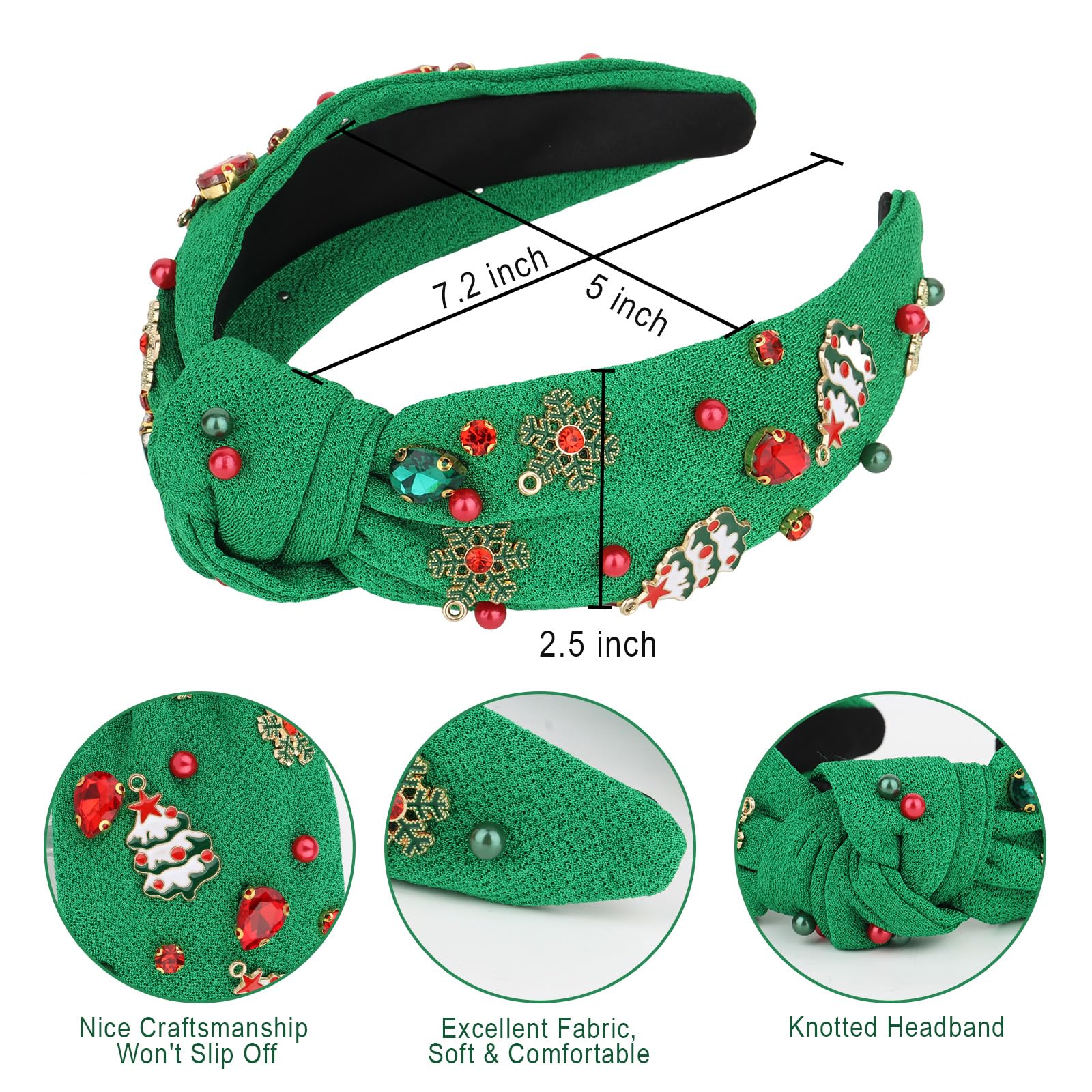 Diadema verde con perla artificial, añade brillo suave al peinado