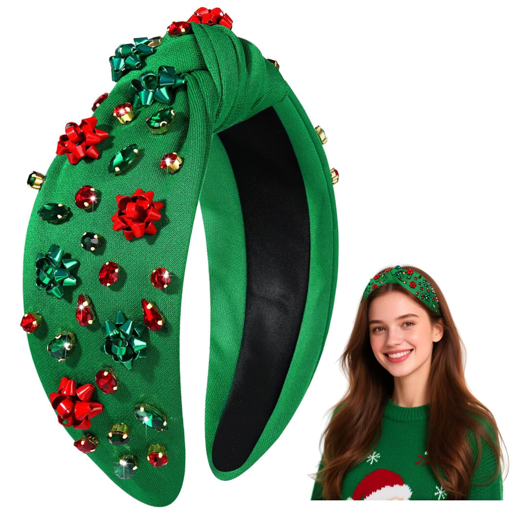CEALXHENY diadema Navidad lazo cristal perlas, ideal para fiestas y celebraciones.