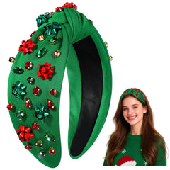 CEALXHENY diadema Navidad lazo cristal perlas, ideal para fiestas y celebraciones.