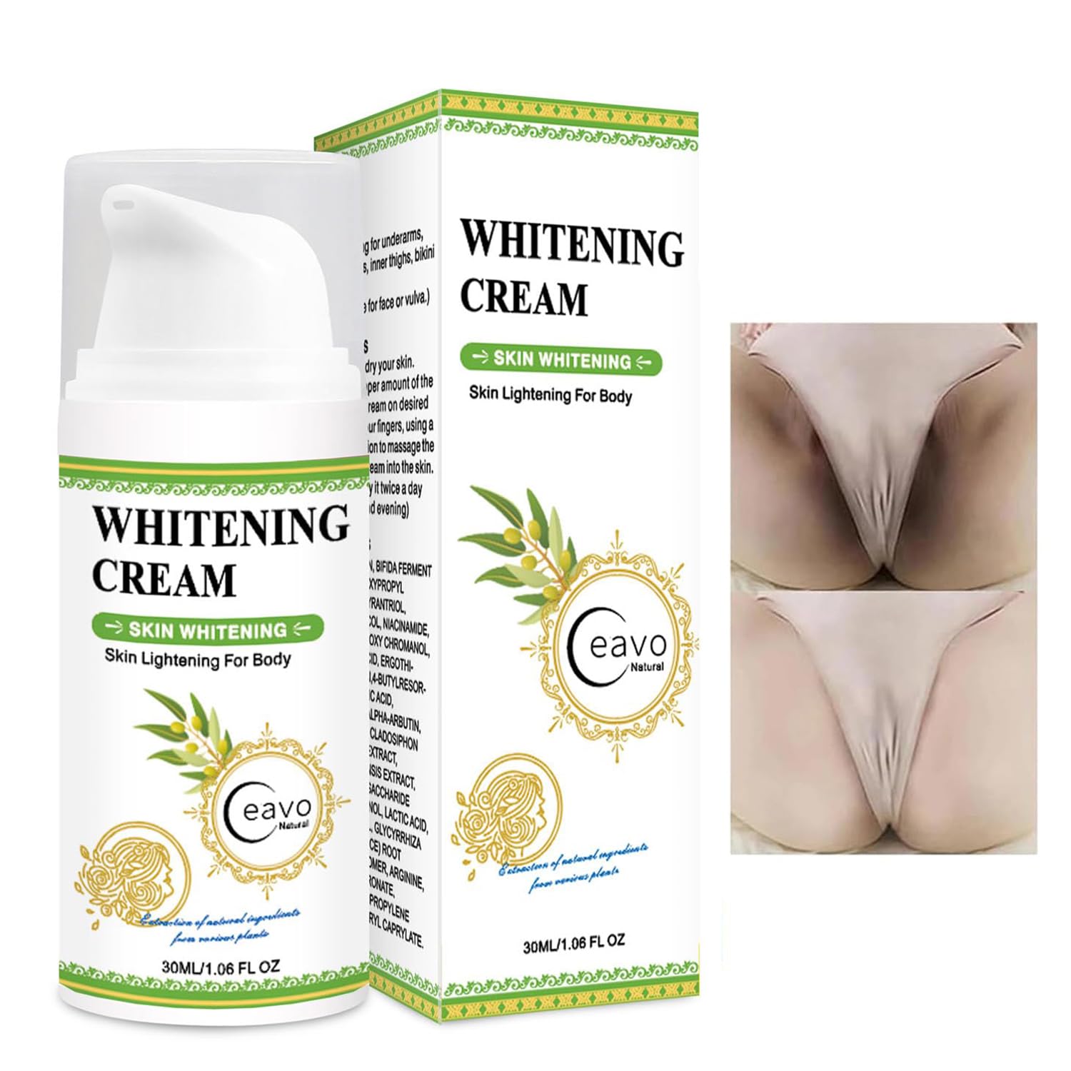 Ceavo crema aclaradora para zonas íntimas, uso diario recomendado.