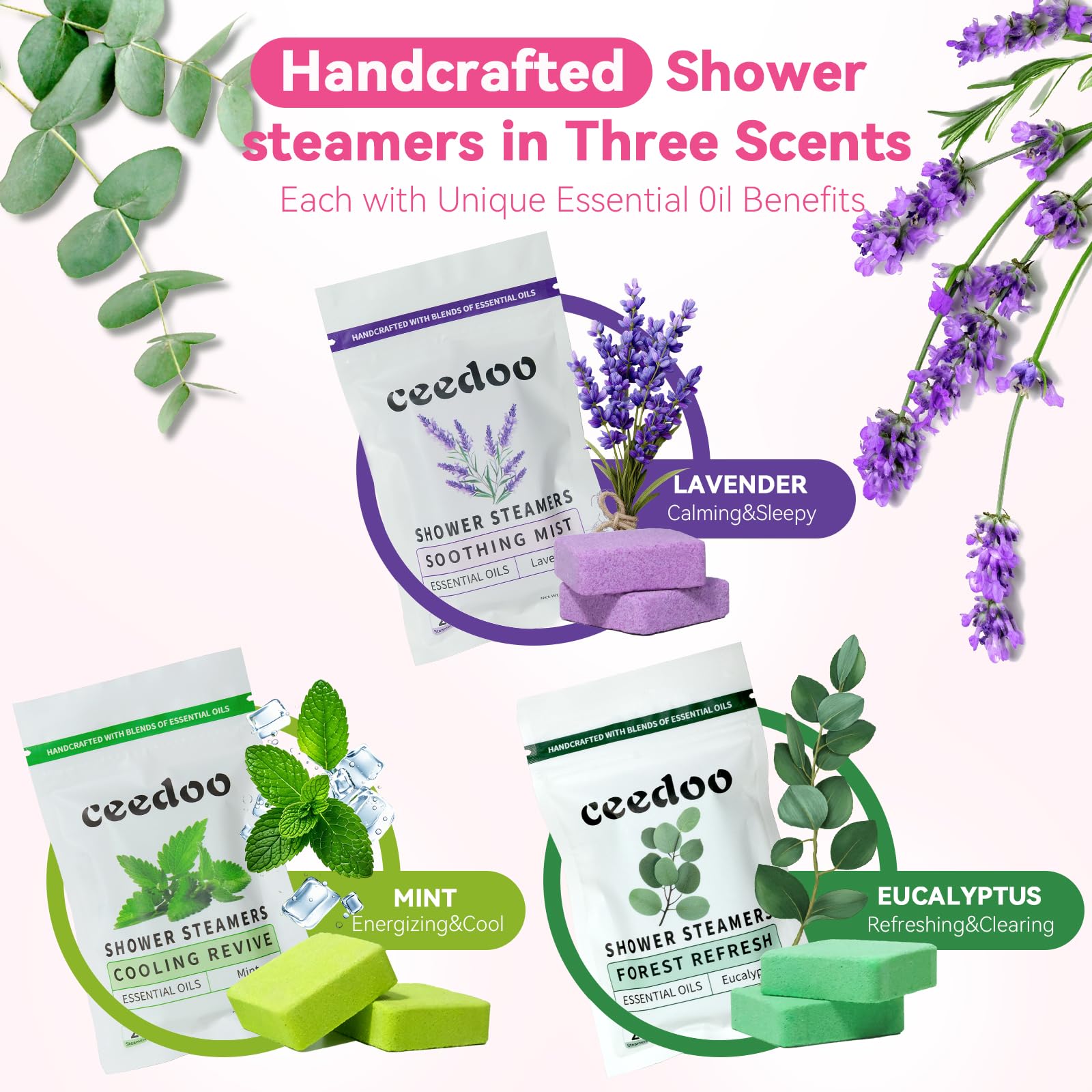 Ceedoo bombas ducha menta-aroma: aroma refrescante para duchas revitalizantes