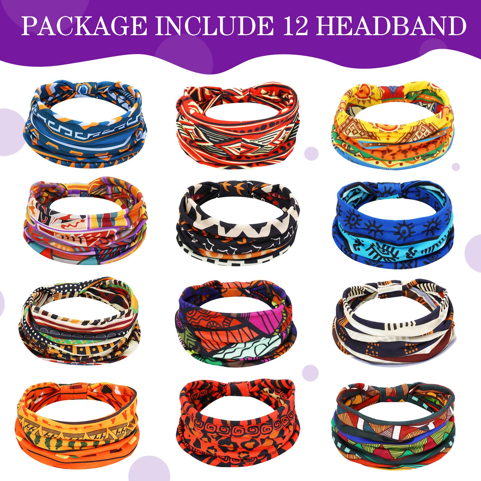 Conjunto de 12 diademas africanas Censen para cambios de estilo