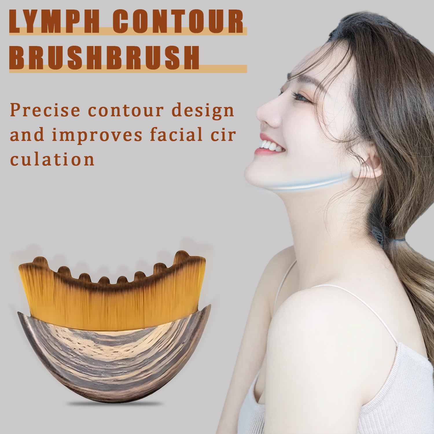 Cepillo contorno linfático para rostro con borlas suaves para masaje calmante