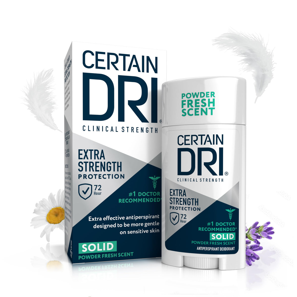 Certain Dri Extra Strength Clinical, botella para protección prolongada del sudor