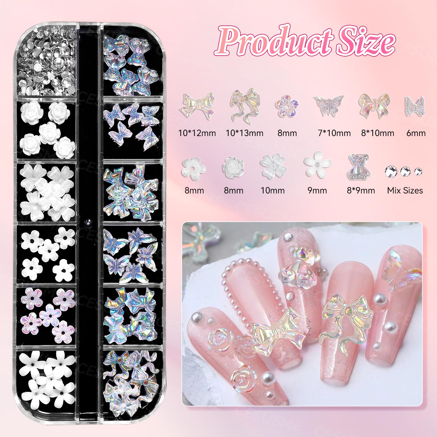 CESUSME charms uñas mariposa polar para uñas con brillo
