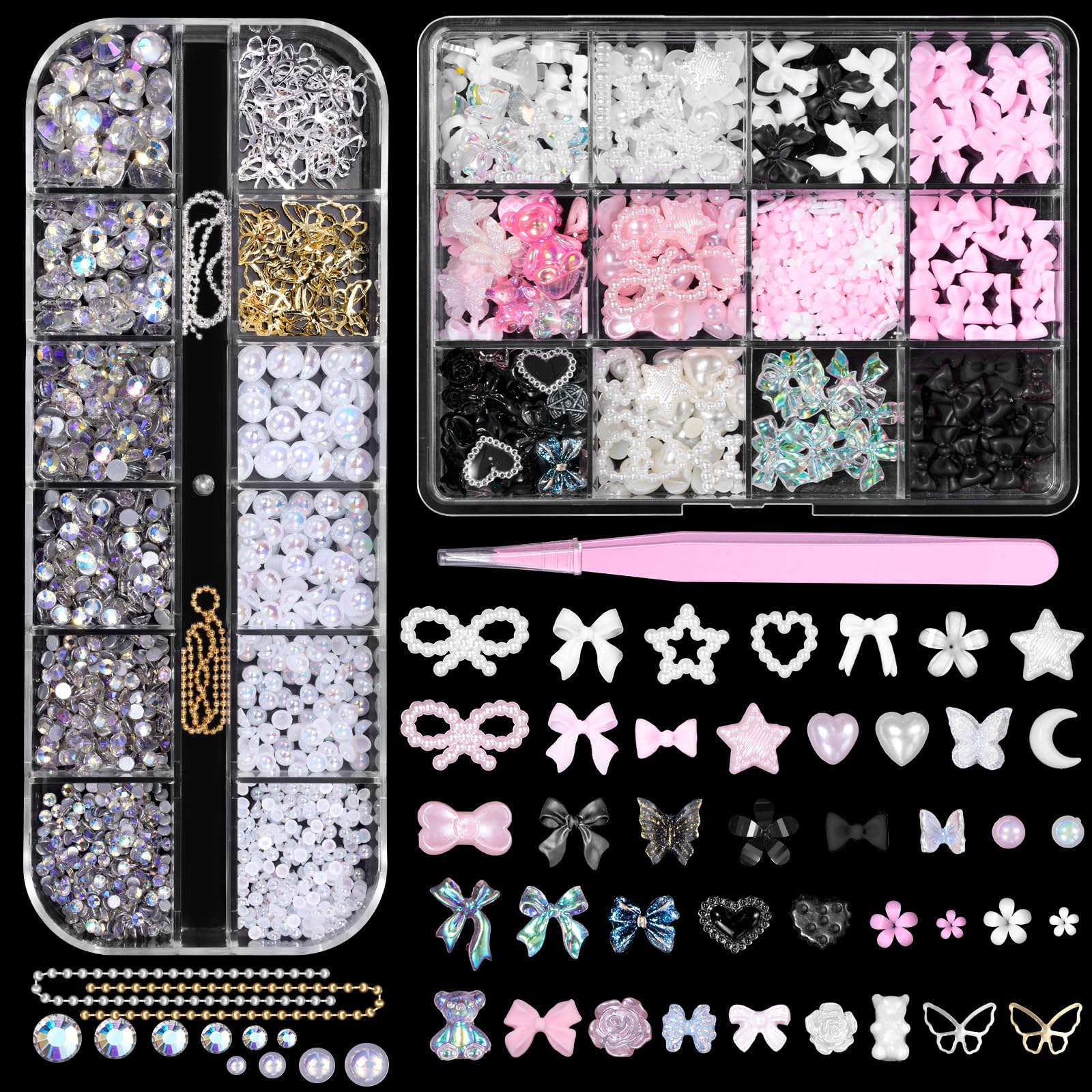 CESUSME accesorios de uñas conjunto de dos cajas con pinzas para manualidades