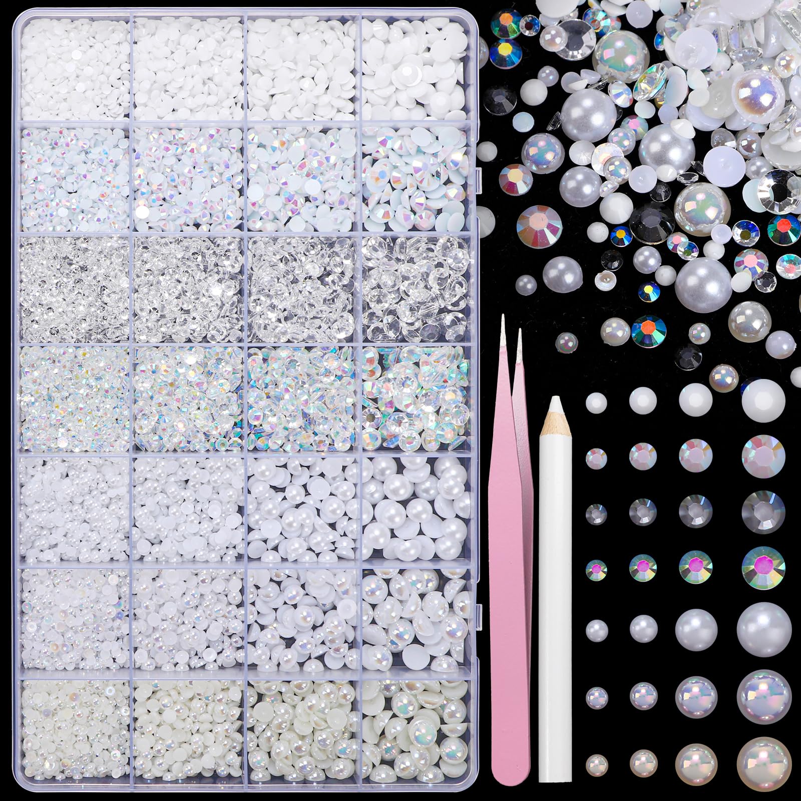 CESUSME perlas blancas 3–4 mm para uñas y manualidades con brillo sutil.