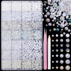 CESUSME perlas blancas 3–4 mm para uñas y manualidades con brillo sutil.