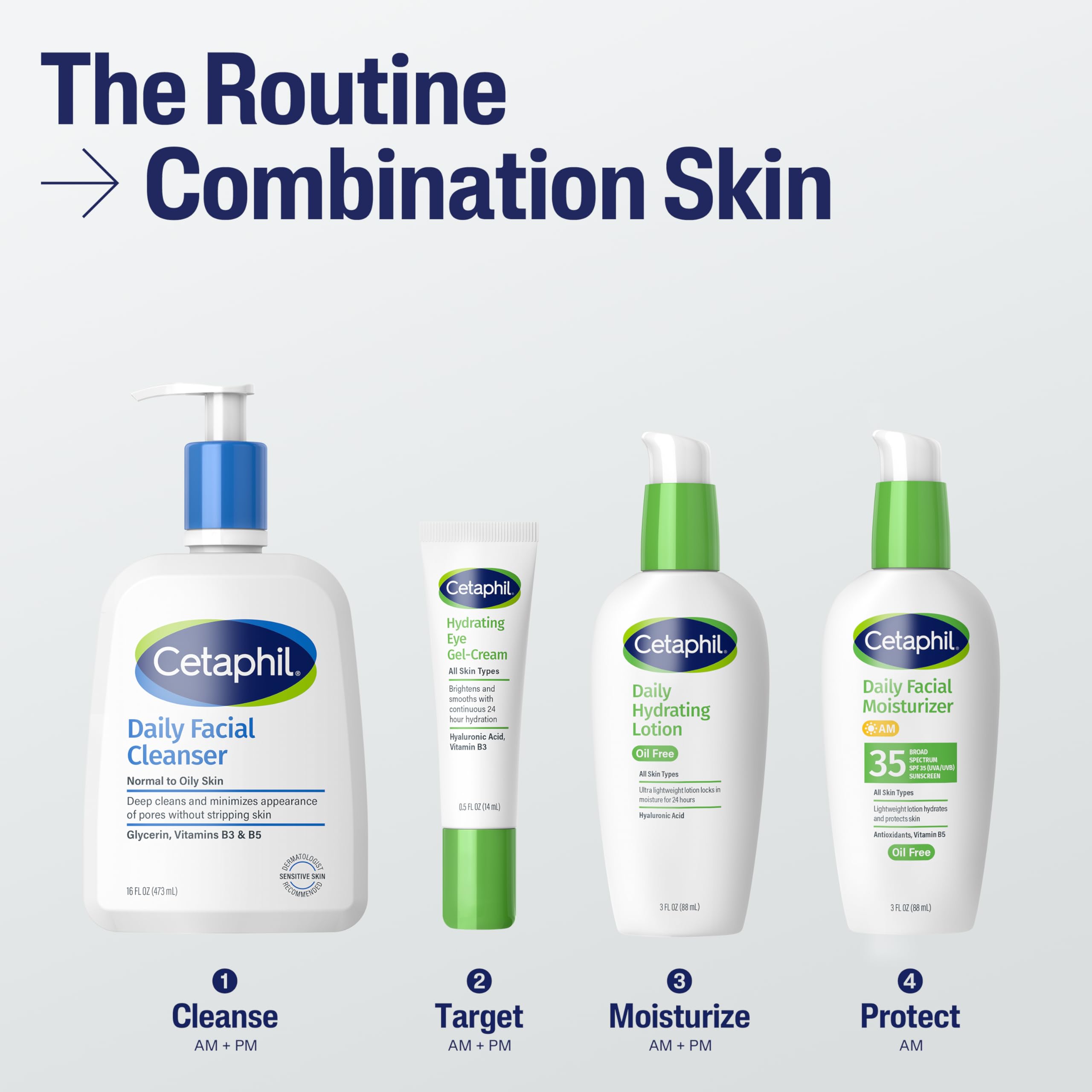 Cetaphil fórmula ligera, sin aceite, no obstruye poros.