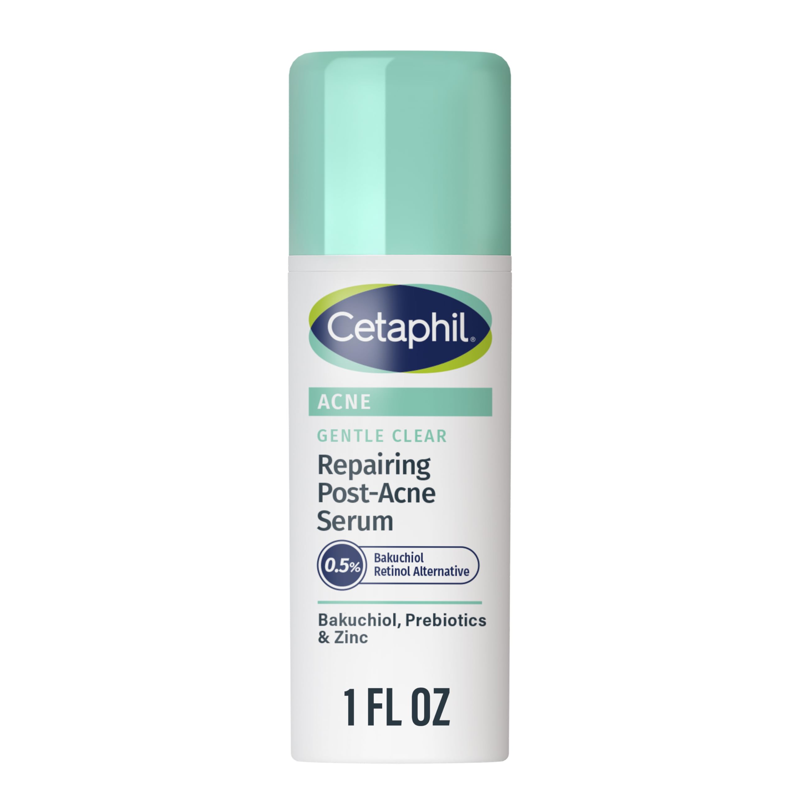 Cetaphil Gentle Clear Repairing Post-Acne Serum bottle for sensitive skin, promoting smoother texture