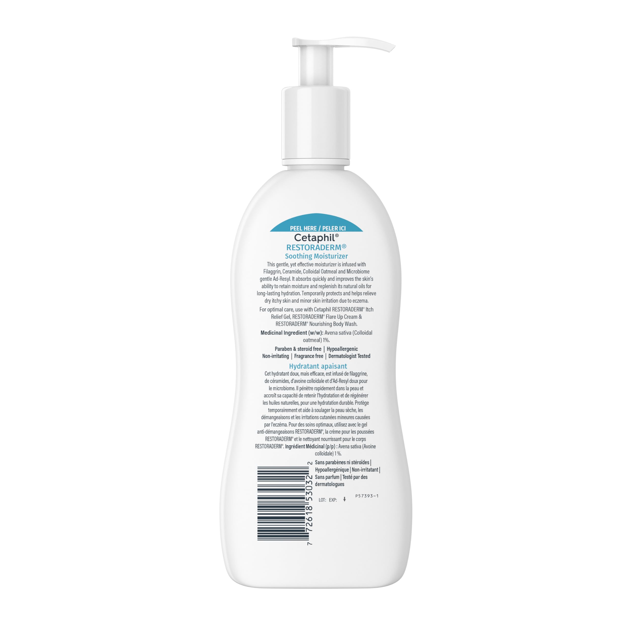 Cetaphil Pro Restoraderm textura suave, absorción rápida y piel cómoda.