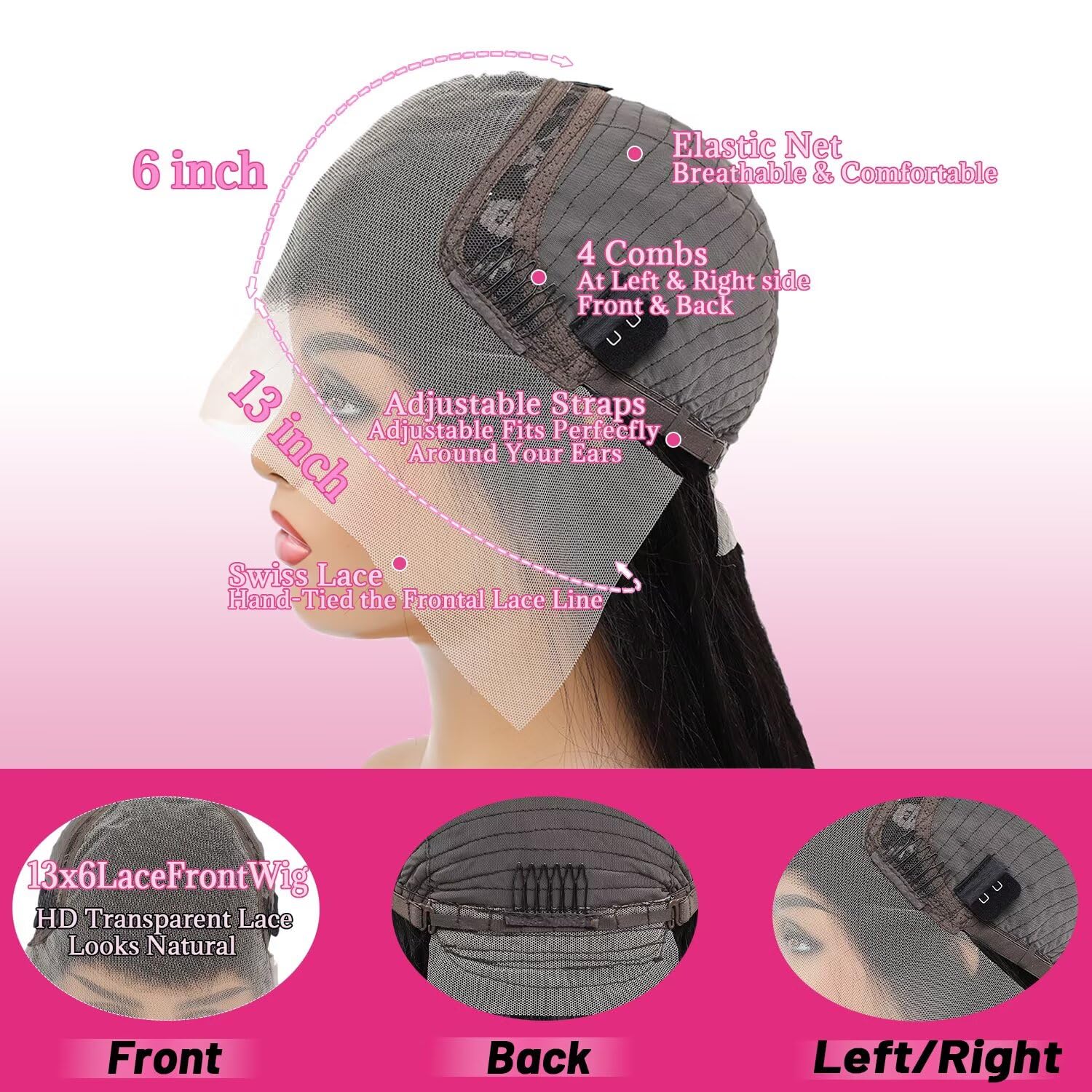 Peluca Cevkira con ondas de cuerpo naturales y duraderas.