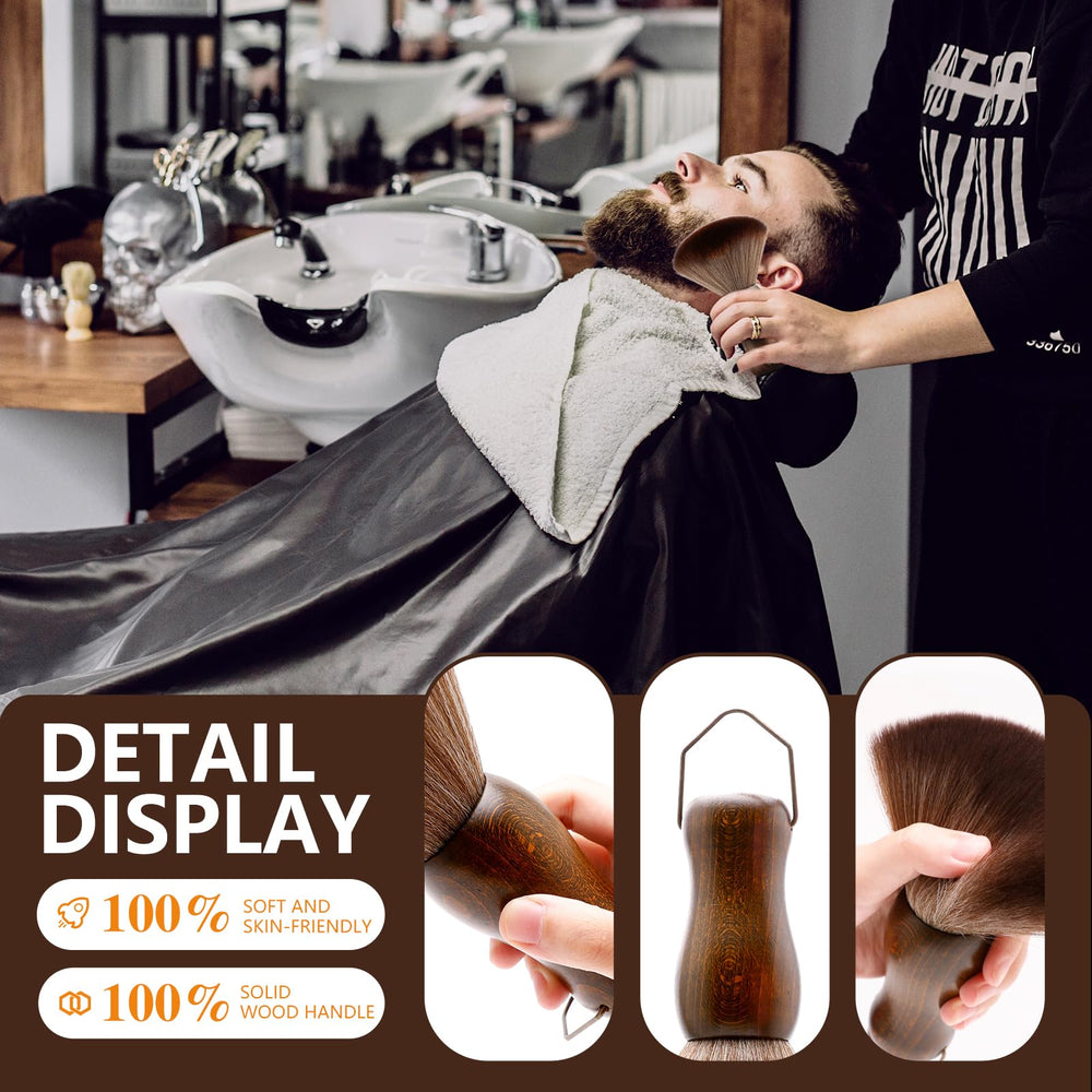 CGBARBER cepillo barbero ergonómico con mango de madera para uso diario