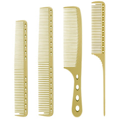 CGBARBER set de cuatro peines de aluminio dorado para cortar y peinar cualquier cabello