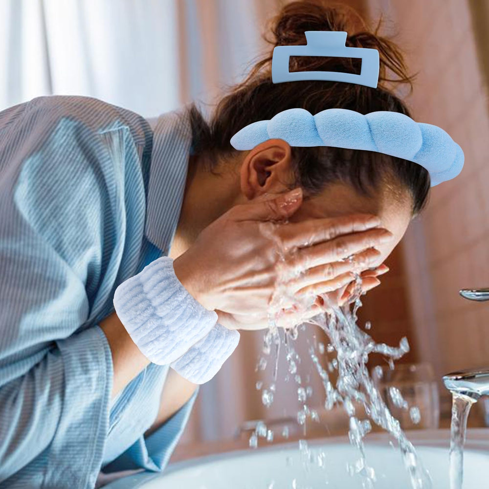Chanaco diadema absorbente de agua, evita salpicaduras mientras te limpias la piel.