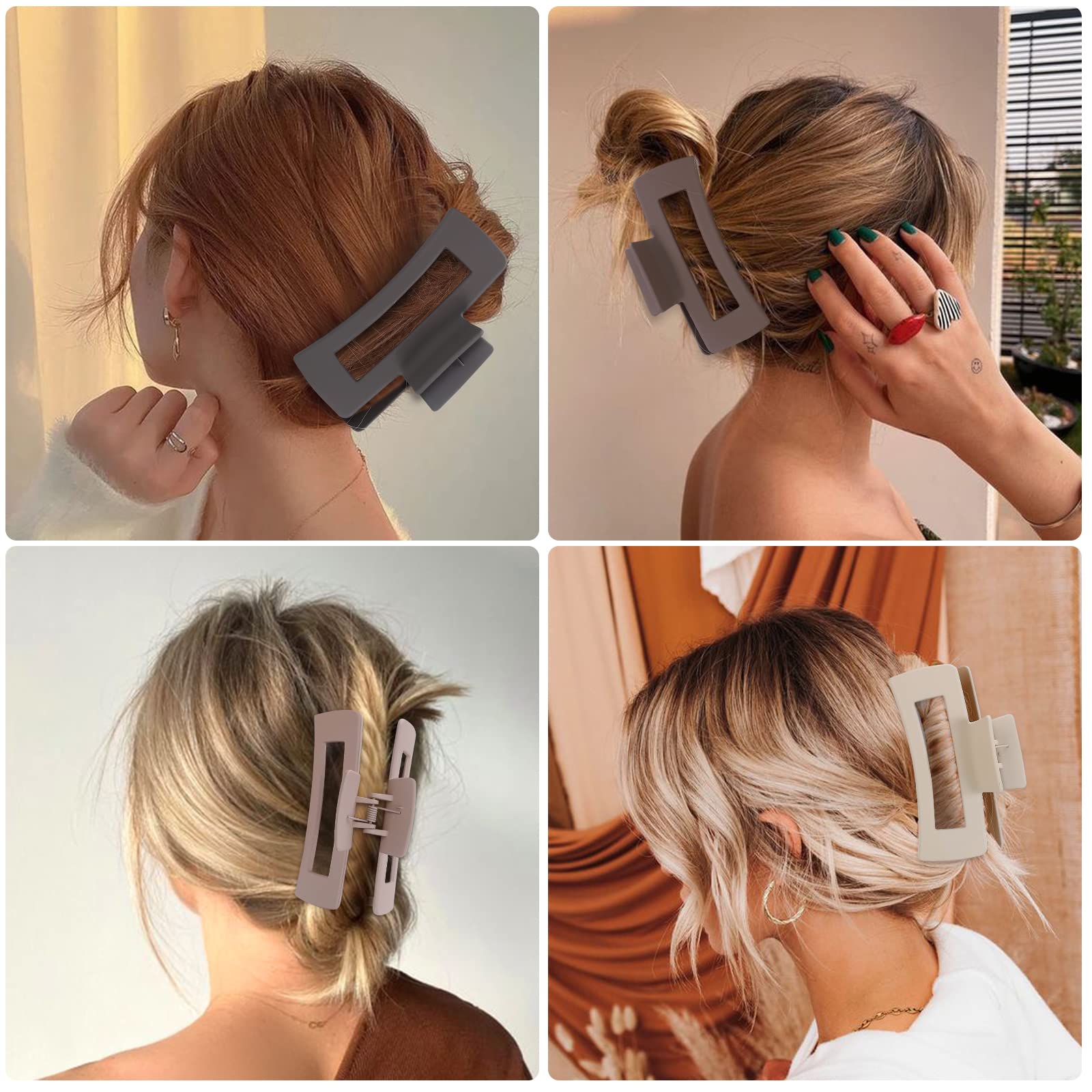 CHANDAT clip pelo rectangular grande en caqui, perfecto para recogidos diarios.
