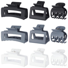Clips CHANDAT rectangulares grises grandes para cabello grueso, sujeción firme todo el día.