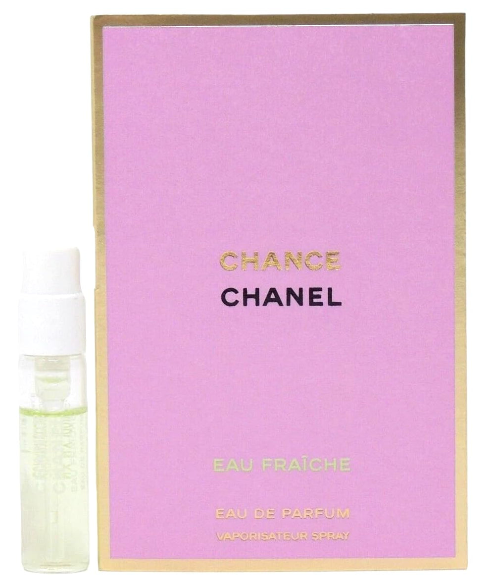 Muestra Chanel Chance Eau Fraiche en frasco de 1,5 ml para probar la fragancia.
