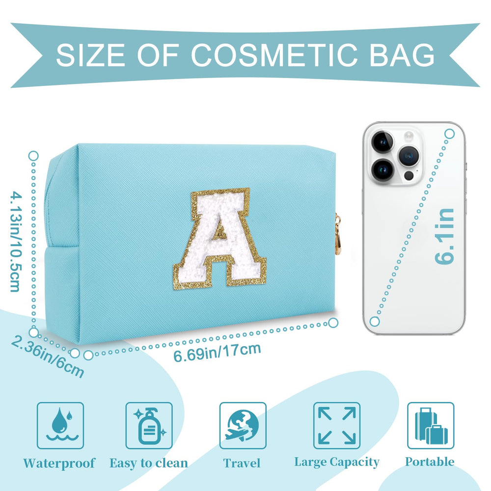 Chaogreat bolso maquillaje patch chenilla letra, añade estilo único a tu kit diario.