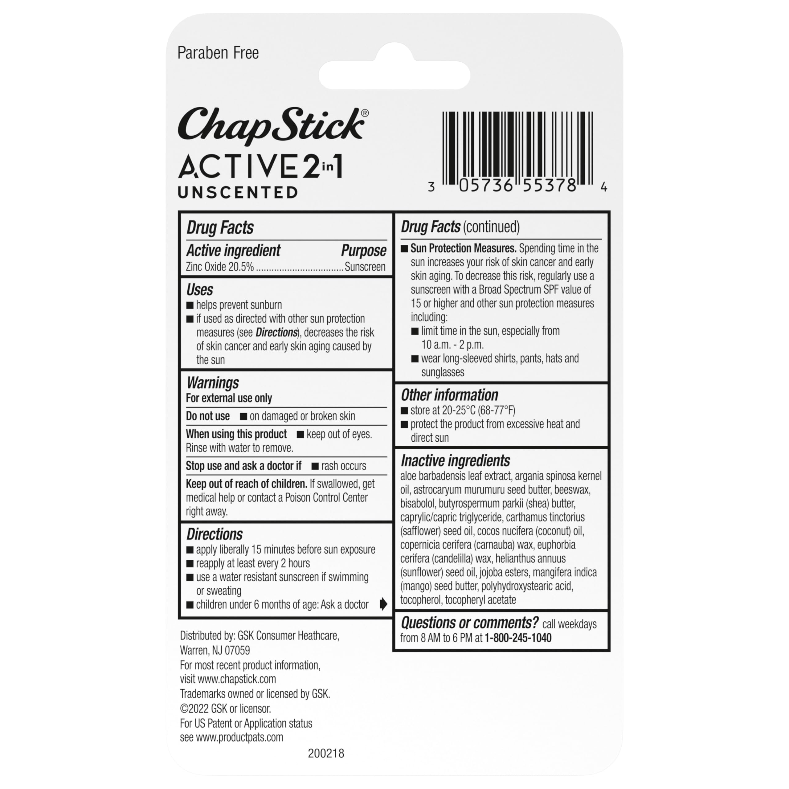 Envase portátil de ChapStick Active 2 en 1 para bolsillos.