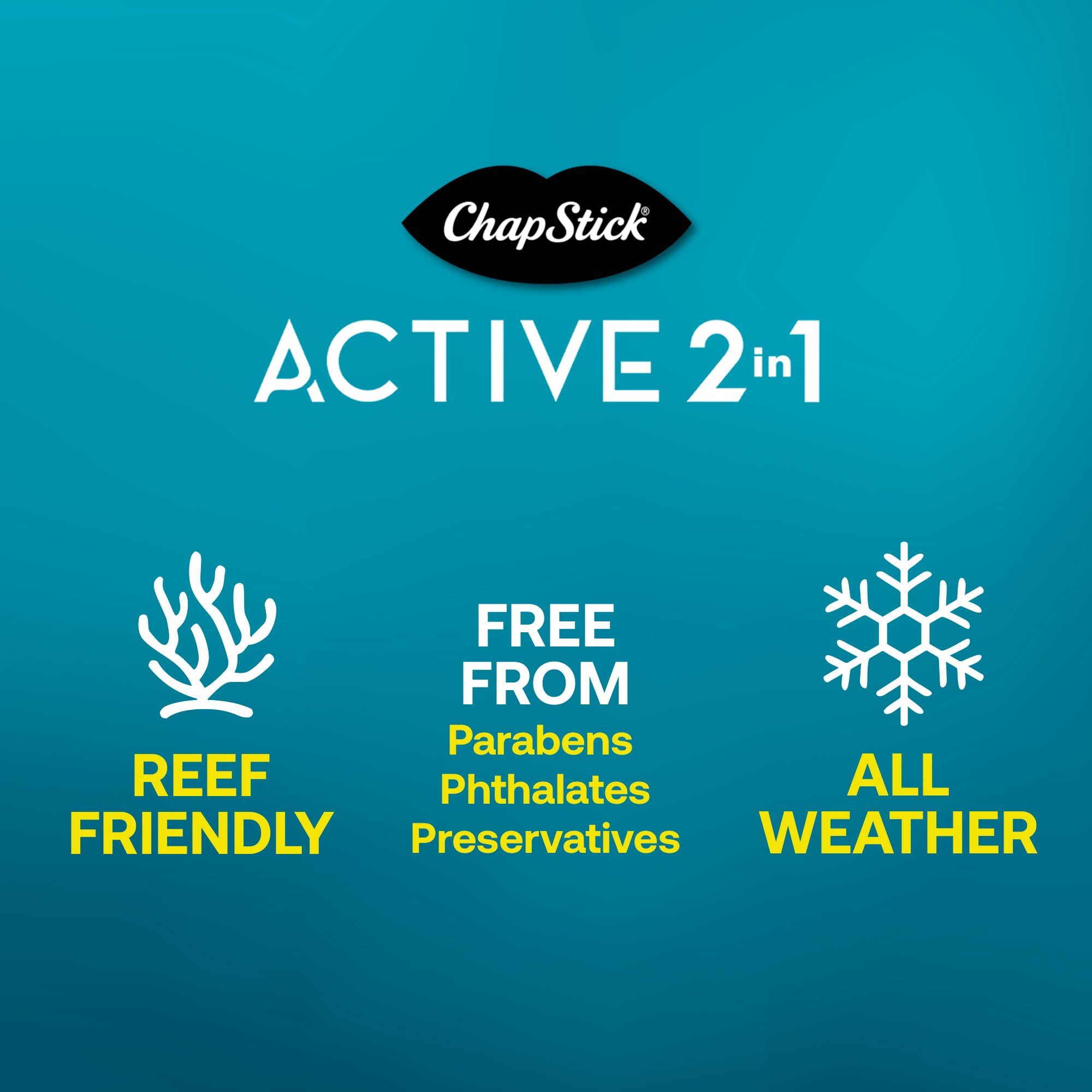 Pack de tres ChapStick Active 2 en 1 SPF 25 para compartir.