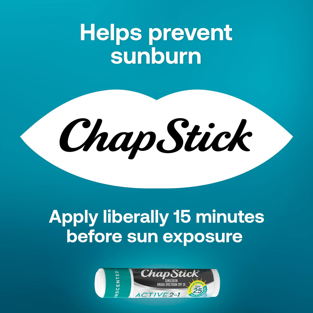 ChapStick Active 2 en 1 libre de parabenos y ftalatos.