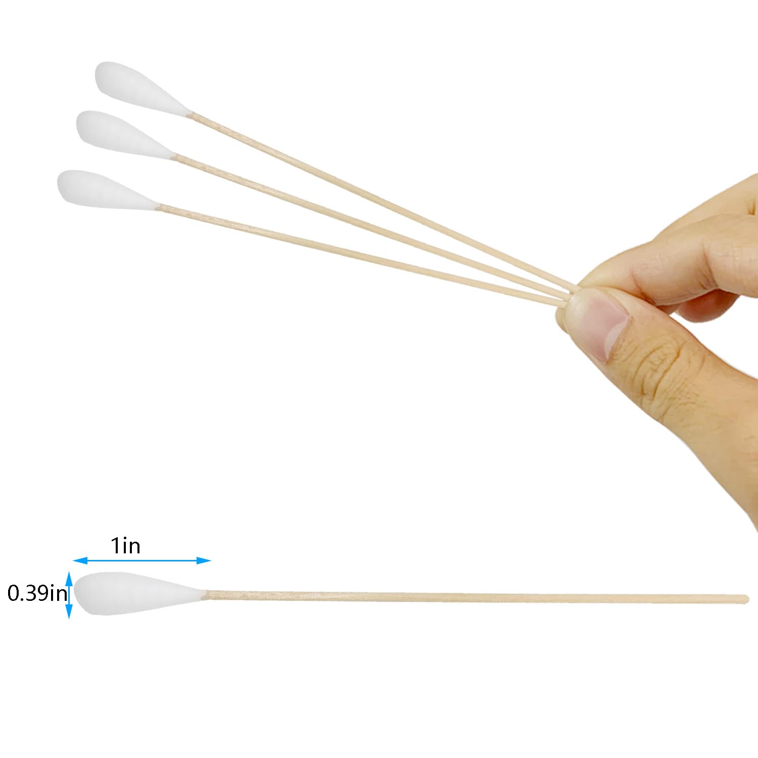 Chenchenchen hisopos algodón 15 cm, mango resistente para manejo cómodo.