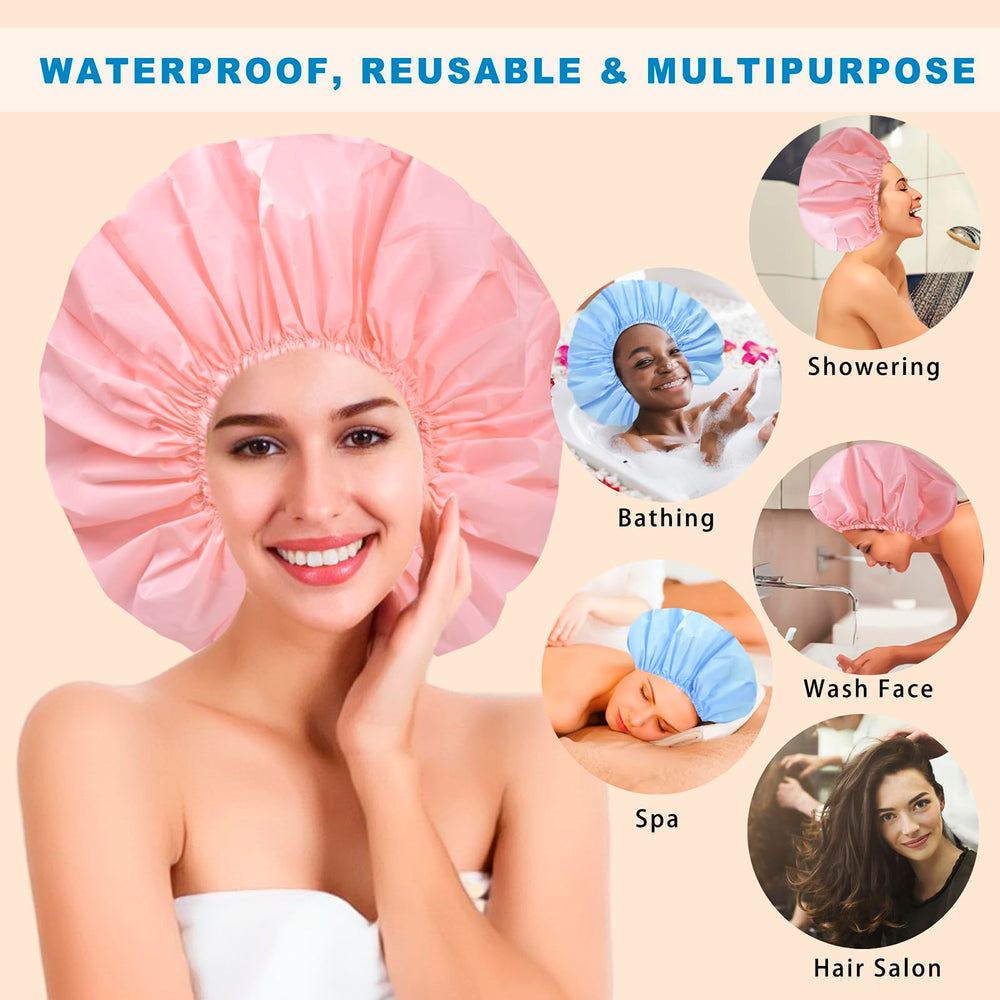 CHFONG Gorro de ducha jumbo evita salpicaduras y humedad en el cabello.