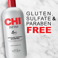 CHI Infra Shampoo etiqueta brillos, aporta brillo y control del encrespamiento