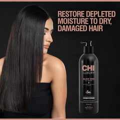 Acondicionador CHI con semilla negra cabello desenredado tras aplicación