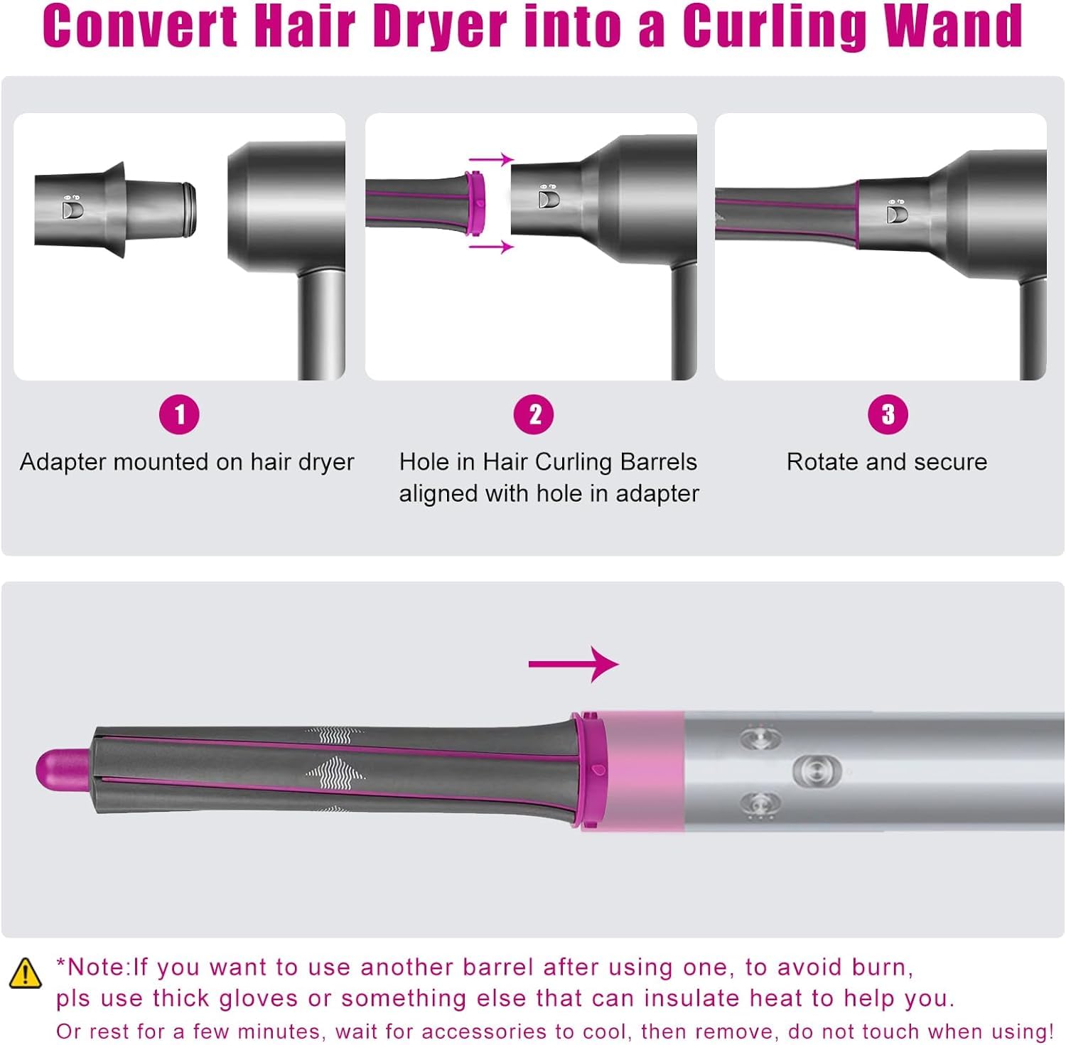 Barrel cónico de Chuancheng para Dyson Supersonic, rizos variados y suaves.