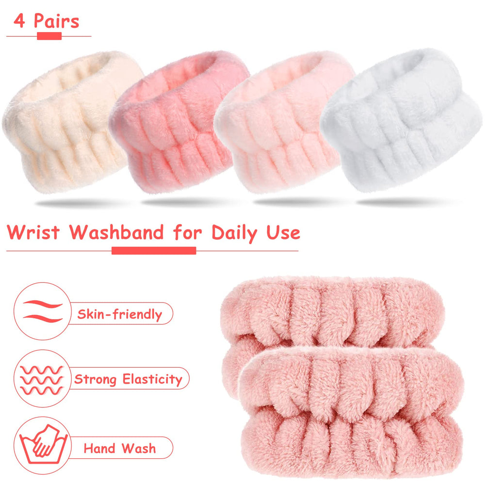 Chuangdi pulseras absorbentes para lavado de rostro verde, cómodo ajuste elástico.