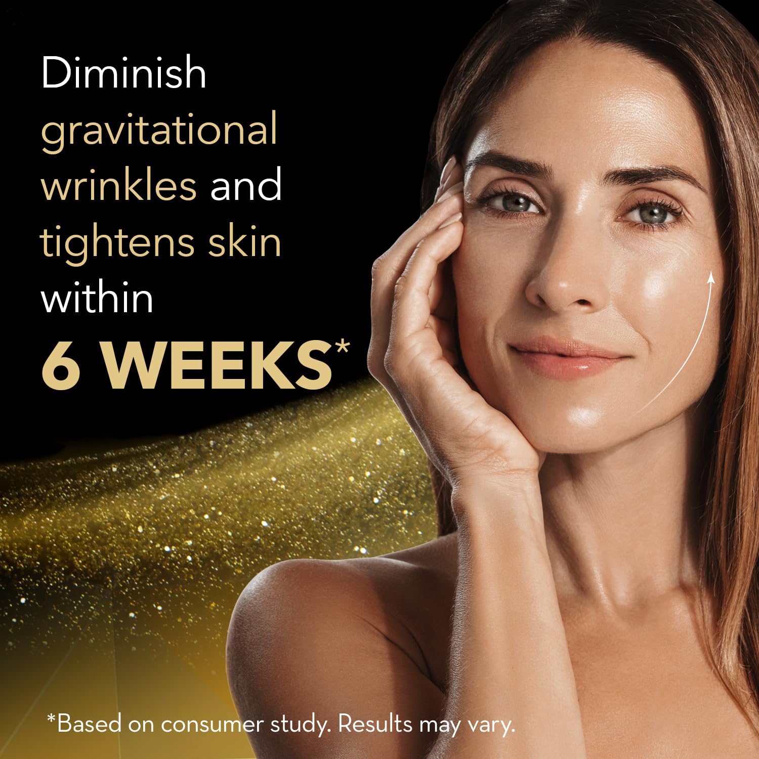 Contorno facial definido con Cicatricure Gold Lift Night Cream durante la noche