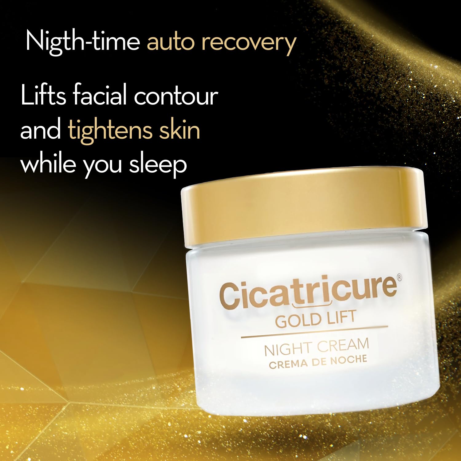 Textura ligera de Cicatricure Gold Lift Night Cream que nutre la hidratación nocturna