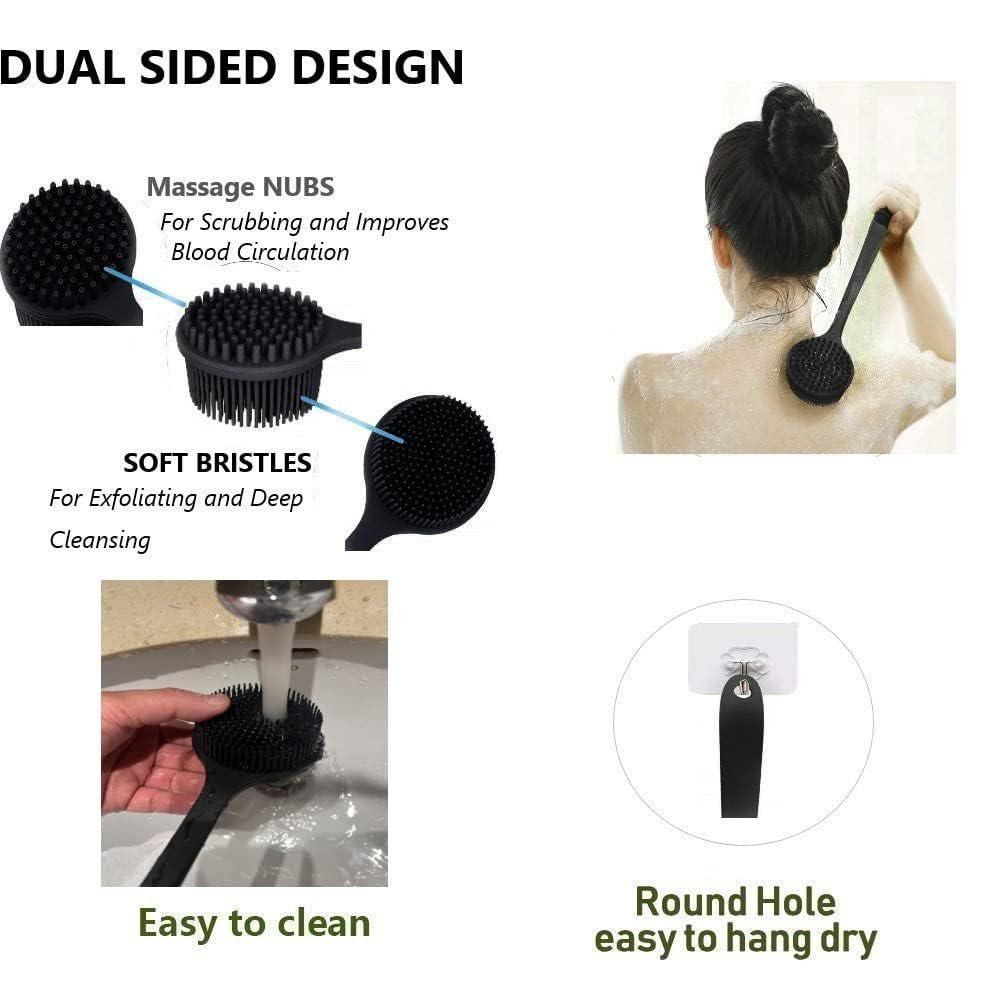 Cinlitek cepillo de ducha para espalda con silicona ergonómico que facilita el alcance.
