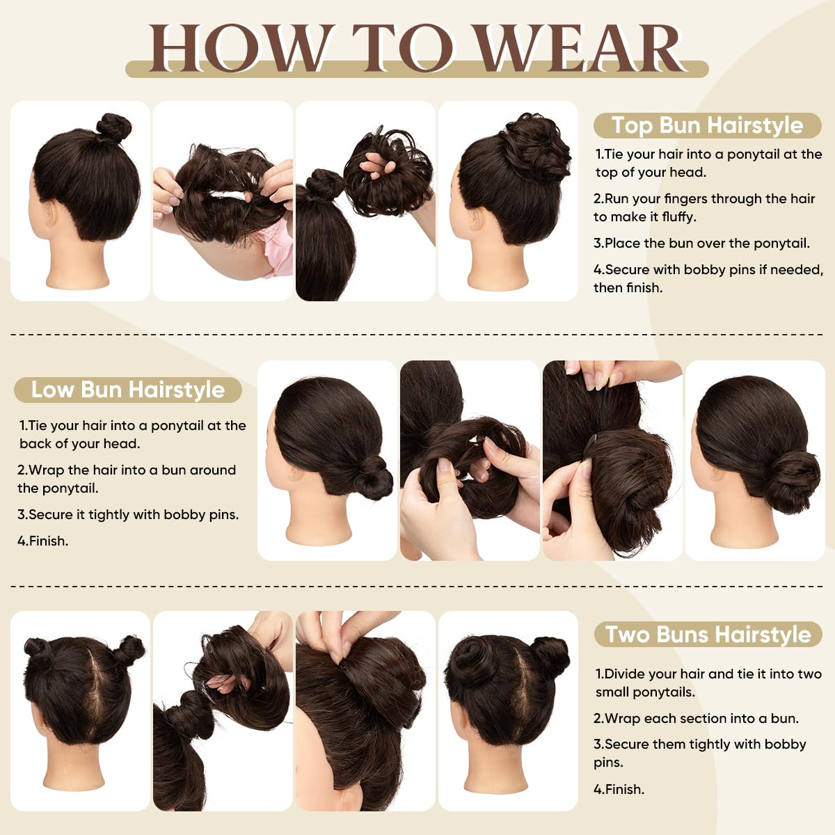 CJL HAIR 2Pcs uso rápido para peinado recogido: cómodo para días ocupados.