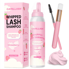 CL CAMILLASH whipped lash shampoo bottle shown for gentle cleansing of lash extensions.