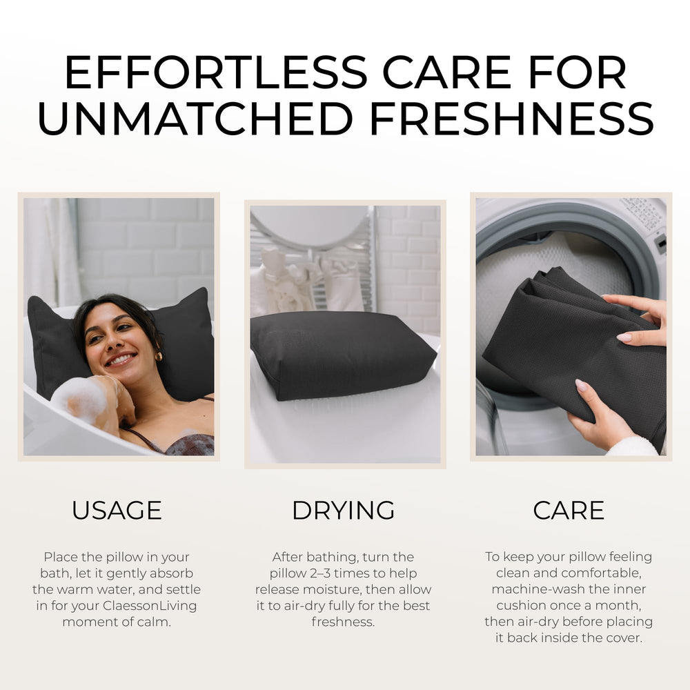 Claessonliving almohada de baño, material premium que resiste olores y manchas.