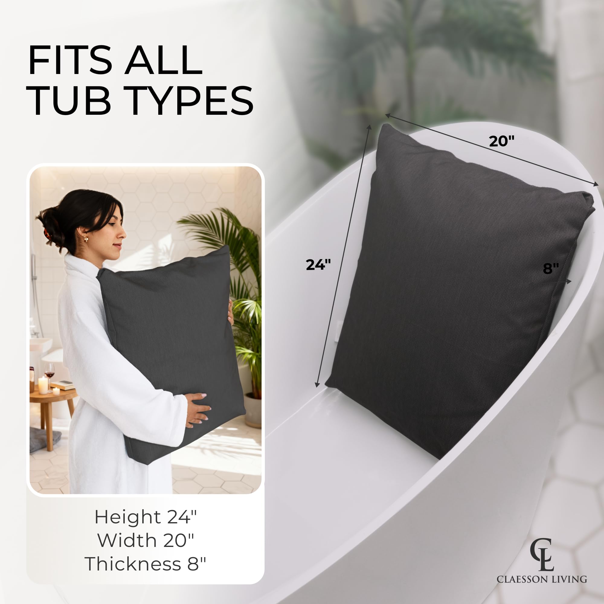 Claessonliving almohada de baño, ideal para uso doméstico en casa o spa.