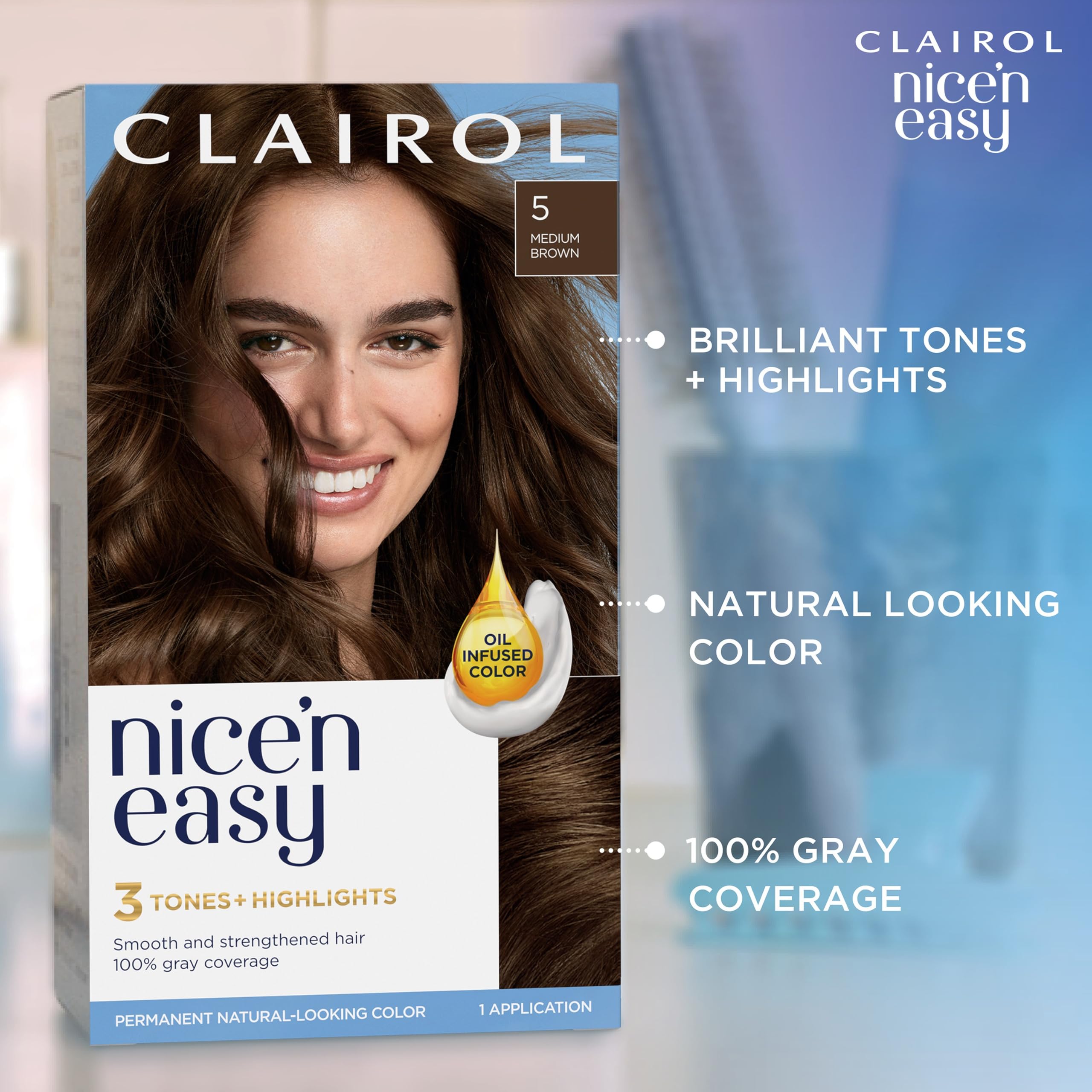 Clairol Nice'n Easy kit color y activador listos para usar.