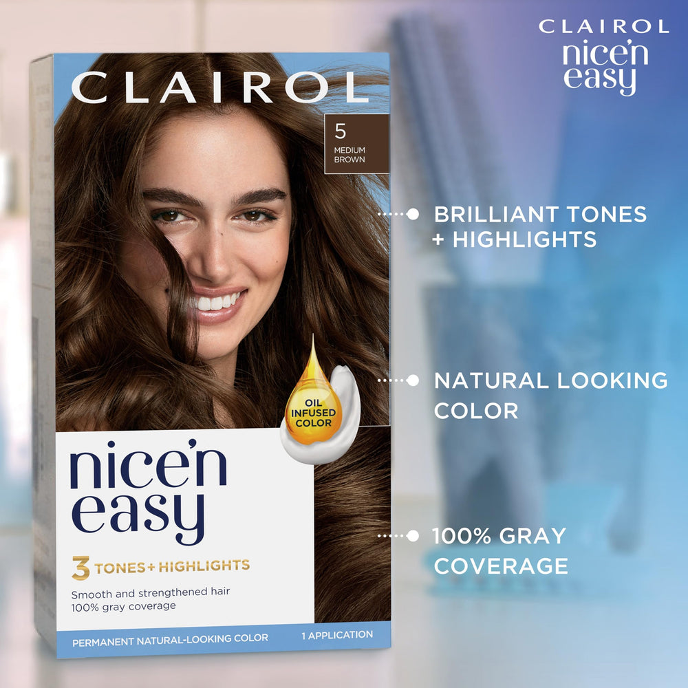 Clairol Nice'n Easy kit color y activador listos para usar.
