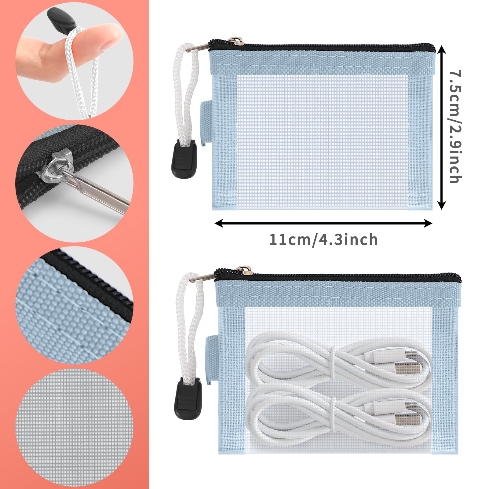 Classycoo bolsas malla mini, tamaño compacto, perfecta como organizador de viaje.