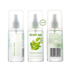 Clean Age body spray sandalwood mist suggesting all-day, light fragrance for daily teen wear