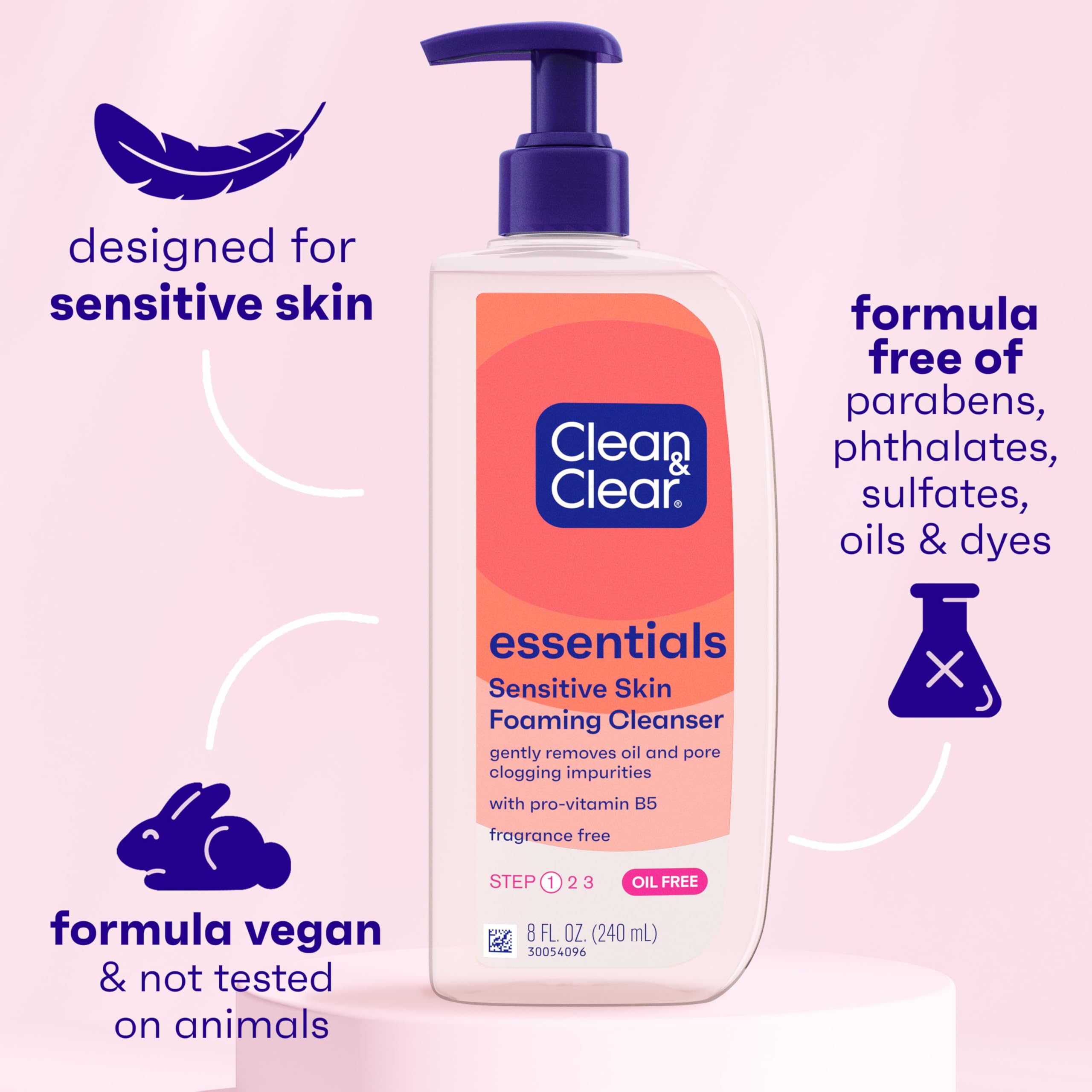 Clean & Clear Essentials, aplicacion-manos-espuma: masaje suave para rostro limpio.