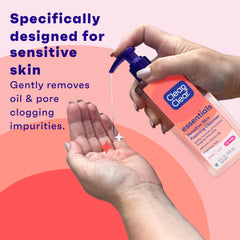 Clean & Clear Essentials, textura-espuma suave: limpieza eficaz sin irritación.