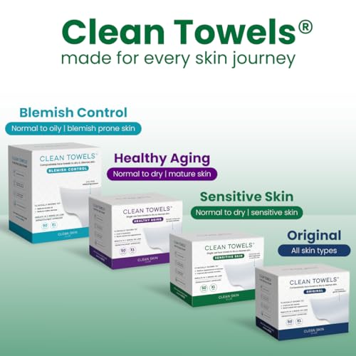 Clean Skin Club Clean Towels XL para limpieza facial, textura suave que cuida la piel.