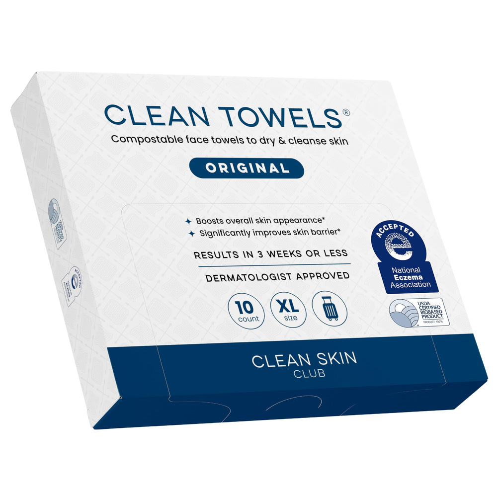 Clean Skin Club Clean Towels XL: paquete de viaje para piel sensible, higiene rápida